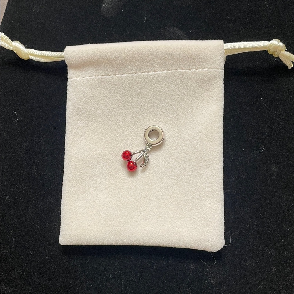 Cherry fruit dangle charm fits Pandora bracelet or necklace S925 Sterling Silver - Picture 5 of 5